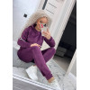 Сливовий зимовий велюровий костюм на хутрі